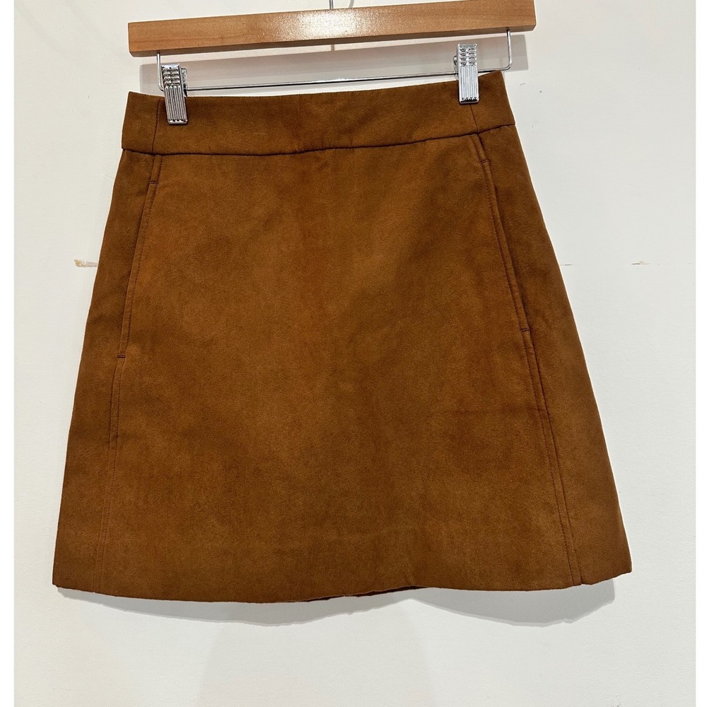 J.Crew Brown Faux Suede Mini Skirt Size 00 Fall Preppy Academia